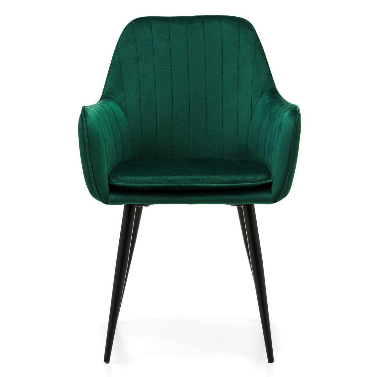 Krzesło EMILIA zielone welurowe pikowane tapicerowane z poduszką do jadalni lub salonu 1 Full Screen