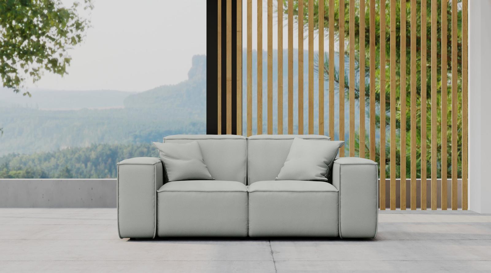 Sofa ogrodowa MALIBU 186x73x88 cm wodoodporna UV 2-os + 2 poduszki do ogrodu jasnoszara nr. 2