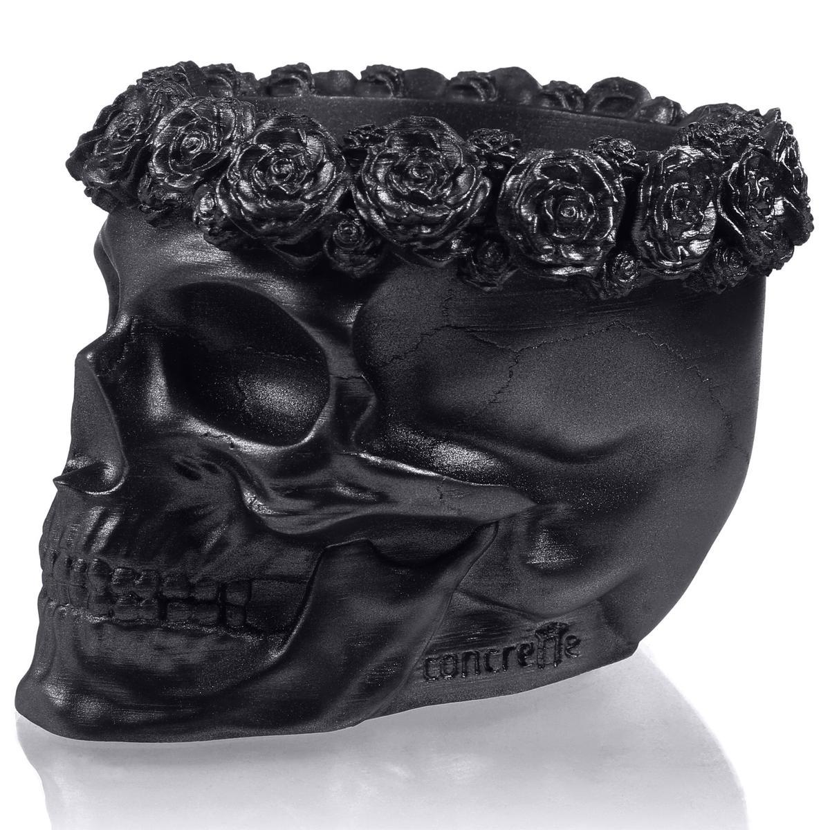 Donica Skull Flowers Black Metallic Poli  9 cm nr. 1