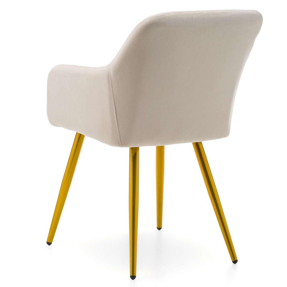 Krzesło ORTE beżowe pikowane tapicerowane welurowe złote nóżki do jadalni lub salonu  nr. 7