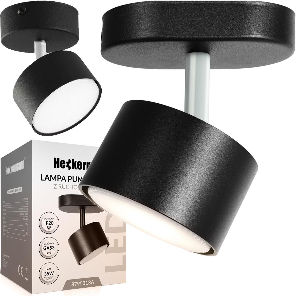 Lampa sufitowa punktowa LED Heckermann 8795313A Czarna 1x głowica 0 Full Screen