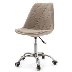 Krzesło do biurka DUBLIN biurowe krzesło obrotowe welurowe z poduszka do pokoju biura ciemnobeżowe - Miniaturka zdjęcia nr 3