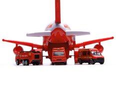 Transporter samolot + 3 pojazdy straż pożarna zabawka dla dzieci czerwona 41,5x31,5x14 cm - Miniaturka zdjęcia nr 14