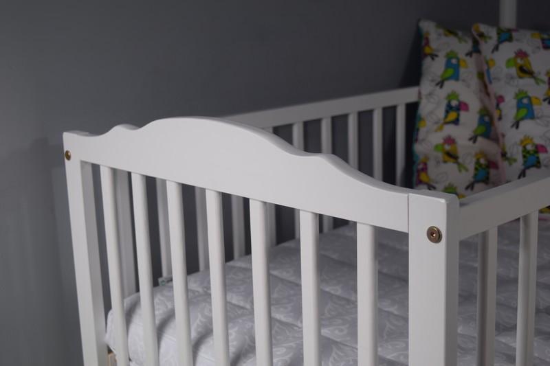 Łóżeczko dla niemowląt 120x60 cm białe wyjmowane 3 szczebelki do pokoju dziecka  2 Full Screen