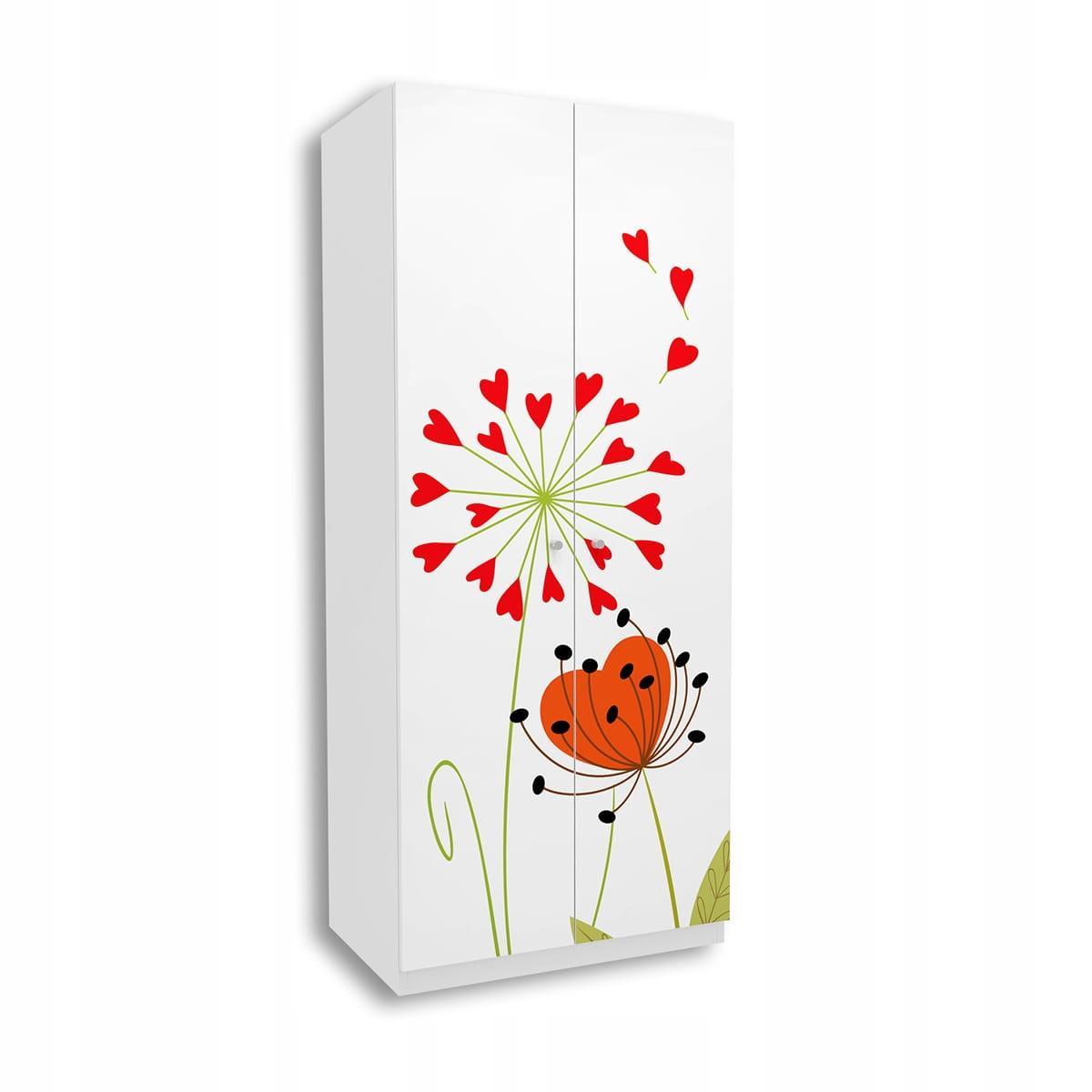 Szafa FLOWERS 80x190 cm biała młodzieżowa z kwiatami dla dziecka  0 Full Screen
