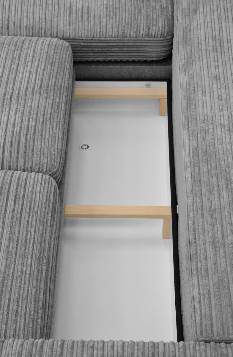 Kanapa GABON 373x92x155 cm w kształcie U z funkcją spania i przechowywania do salonu ZOOM perłowa 4 Full Screen