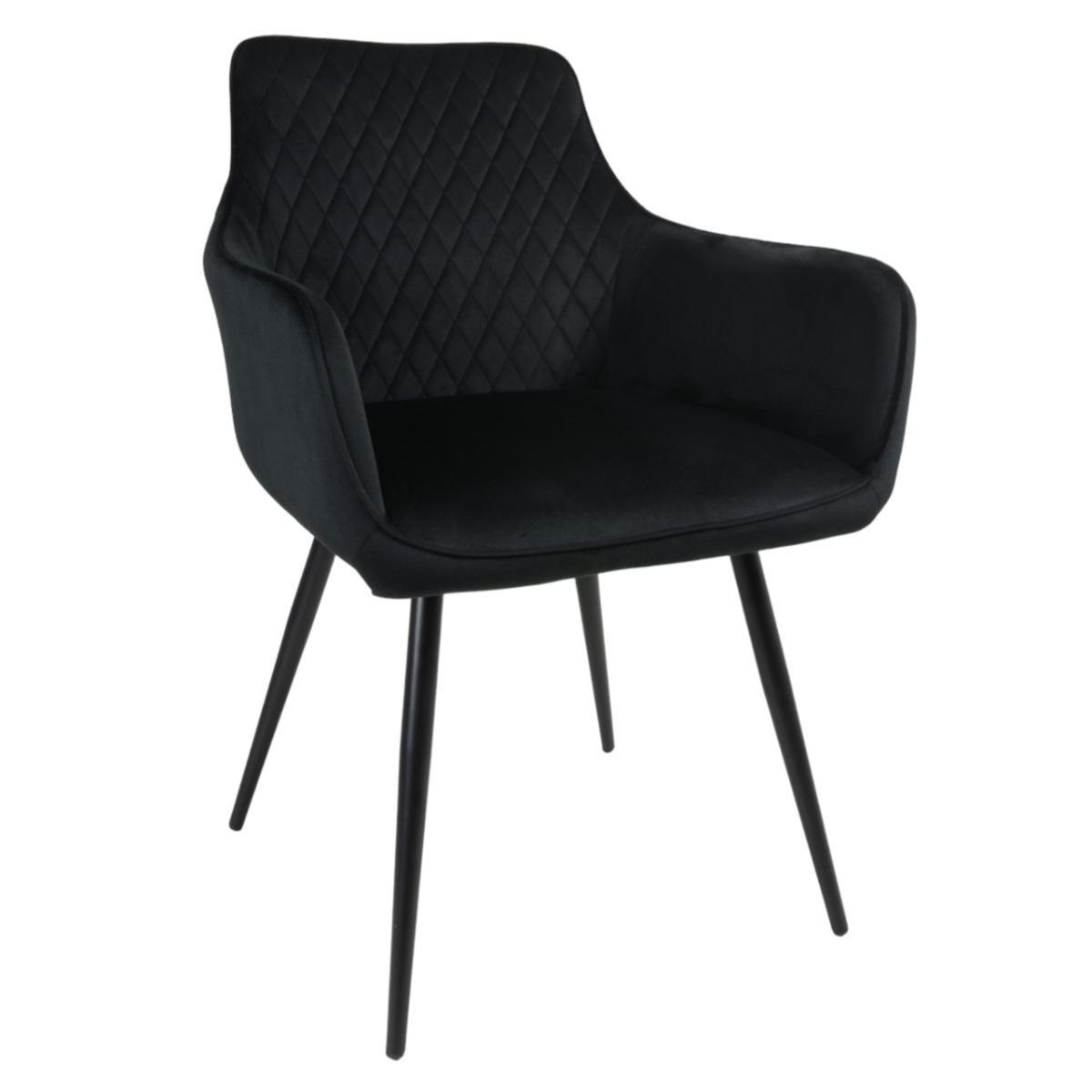 Fotel Lizbona krzesło 57,5x84,5x59 cm welur czarny metalowe nogi czarne do salonu nr. 1