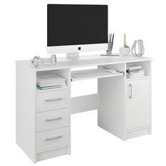 Biurko MODERN 120x50 cm białe z szafką i szufladą klasyczne do biura 