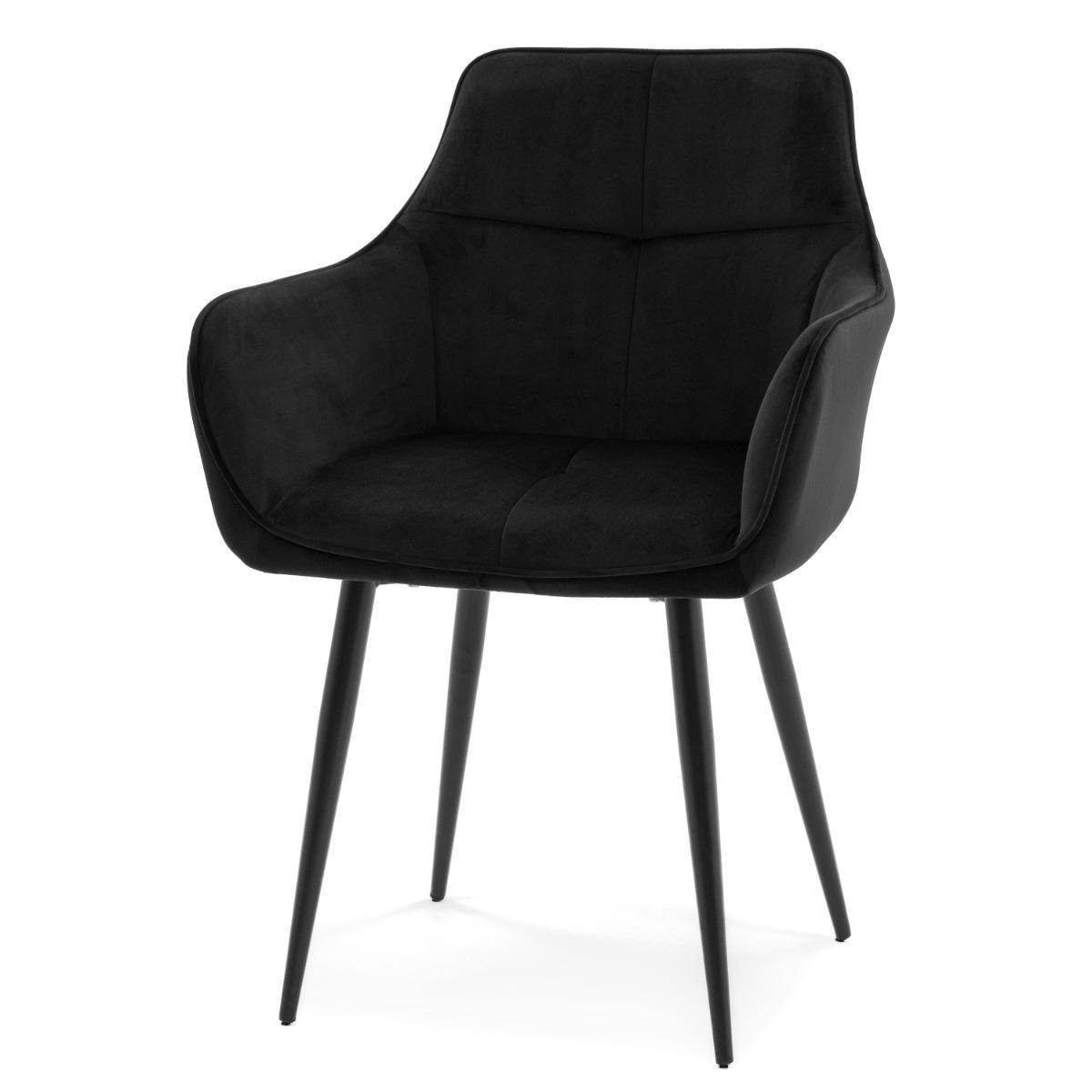 Krzesło QUATTRO w kolorze czarnym tapicerowane welurowe velvet aksamit do jadalni lub salonu  nr. 5