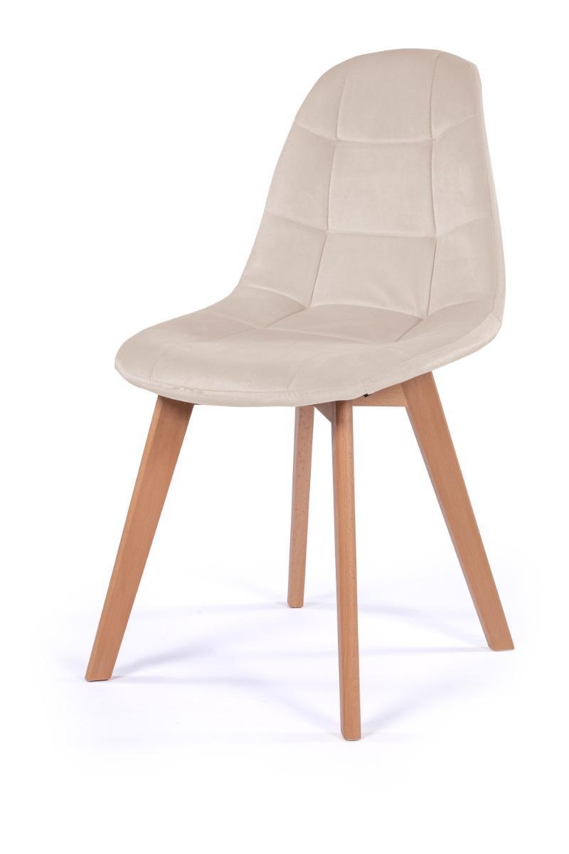 Krzesło tapicerowane 46x87x42 cm skandynawskie drewniane nóżki welurowe VEGAS beżowy 2 Full Screen