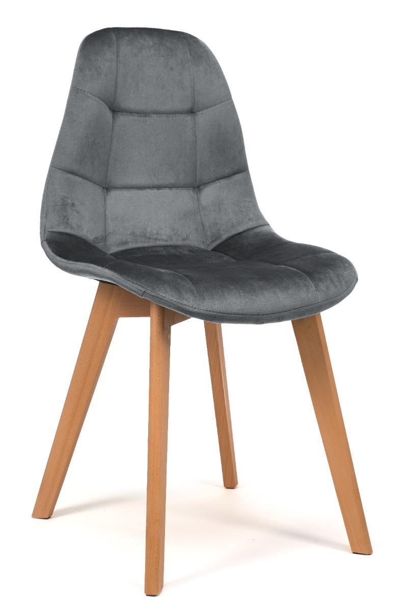 Krzesło tapicerowane skandynawskie welurowe VEGAS szary 0 Full Screen
