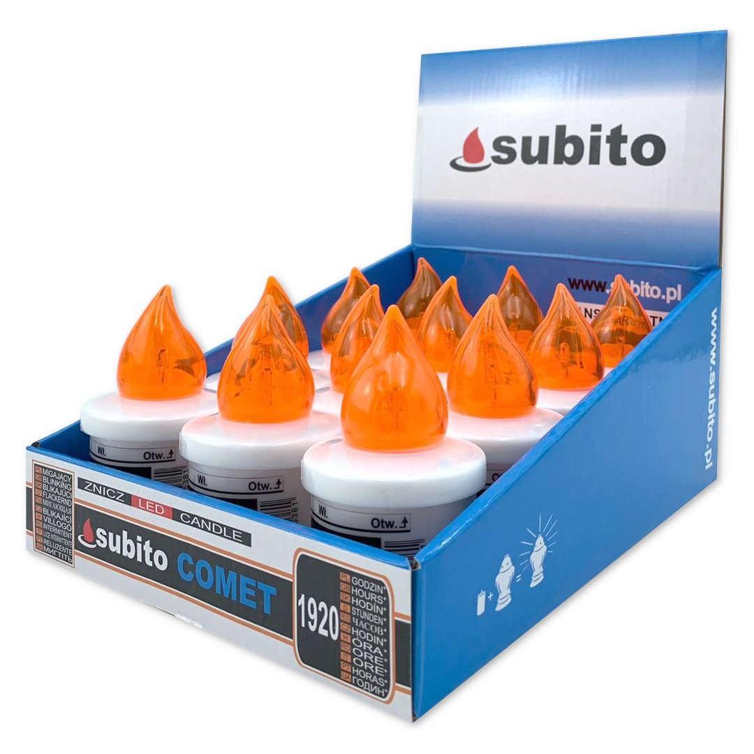 Wkłady do zniczy LED Subito Comet 12 sztuk pomarańczowe nr. 1