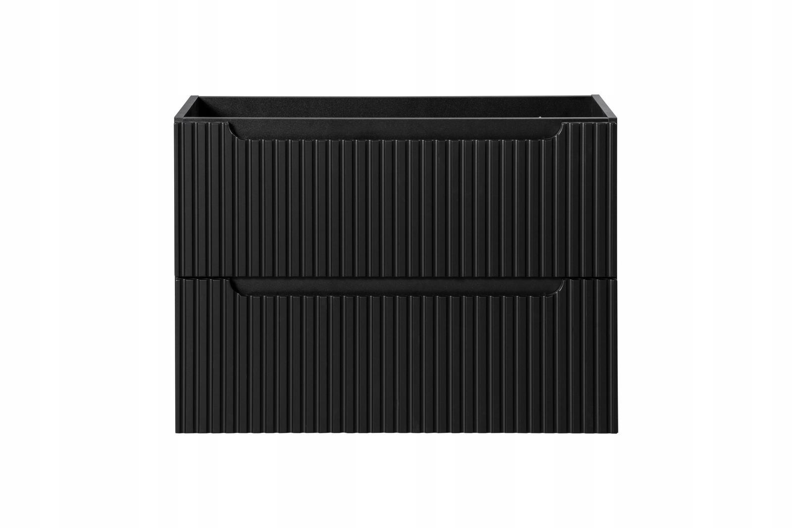 Szafka wisząca pod umywalkę NOVA BLACK 120x59x40 cm z blatem ryflowane fronty szuflady + drzwi do łazienki czarna nr. 8
