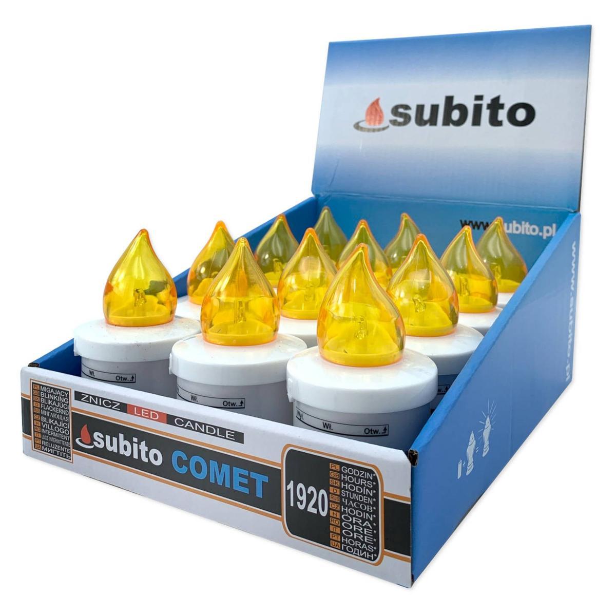 Wkłady do zniczy LED Subito Comet 12 sztuk żółte nr. 1