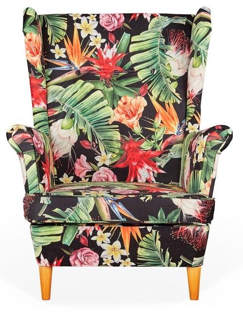 Fotel Uszak z podnóżkiem piękne kolory kwiatów nr. 2