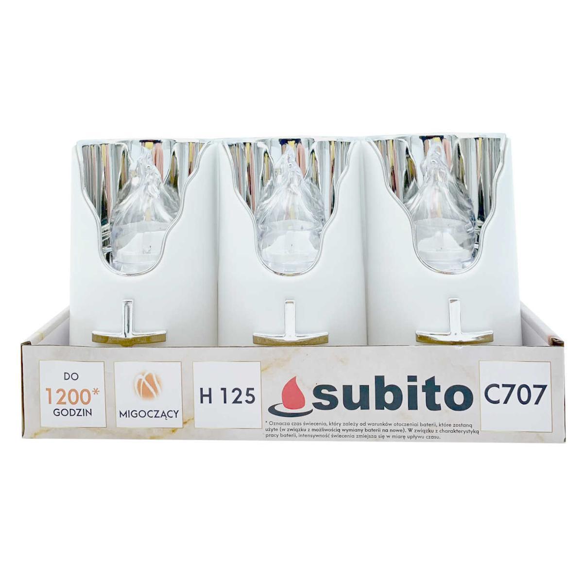 Wkłady do zniczy LED Subito C707 H125 6 sztuk srebrno-biały nr. 1