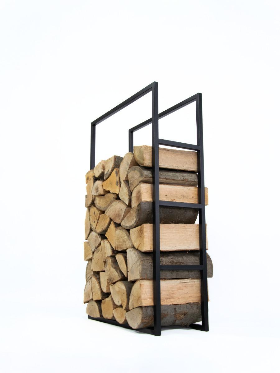 Stojak na drewno kominkowe 60x25x100 cm opałowe kosz metalowy loft czarny nr. 4