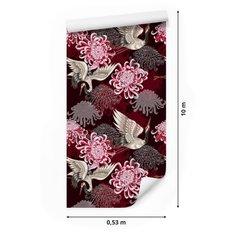 Tapeta – Żurawie i kolorowe kwiaty  - Miniaturka zdjęcia nr 2
