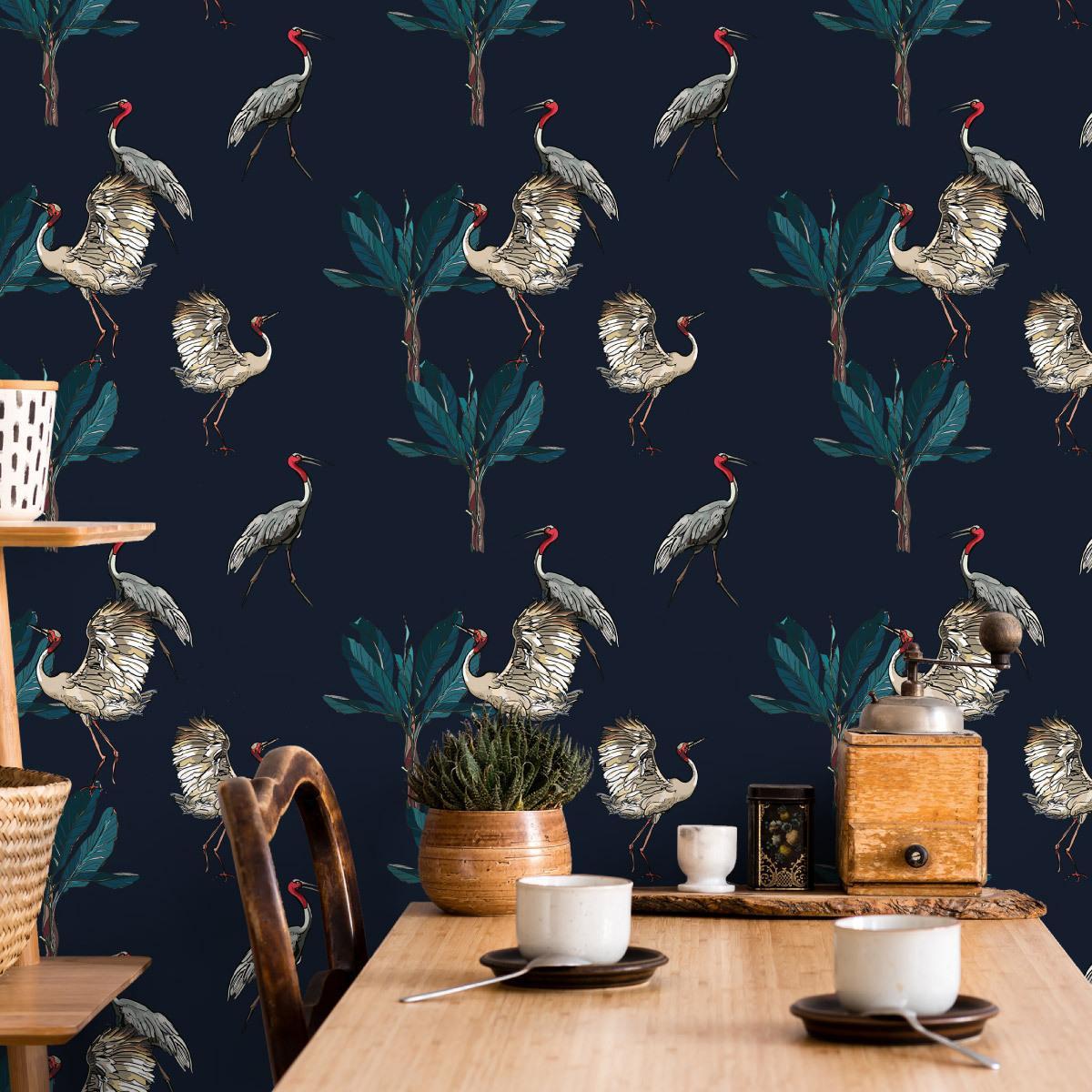 Tapeta – Żurawie, dekoracja w stylu nowoczesnym 3 Full Screen