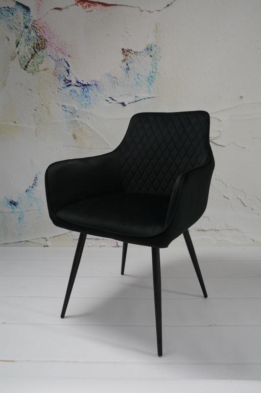 Fotel Lizbona krzesło 57,5x84,5x59 cm welur czarny metalowe nogi czarne do salonu nr. 7