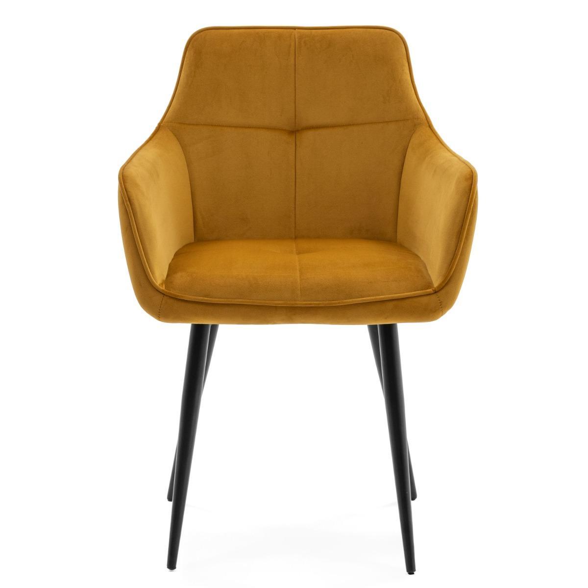 Krzesło QUATTRO w kolorze curry tapicerowane welurowe velvet aksamit do jadalni lub salonu  1 Full Screen