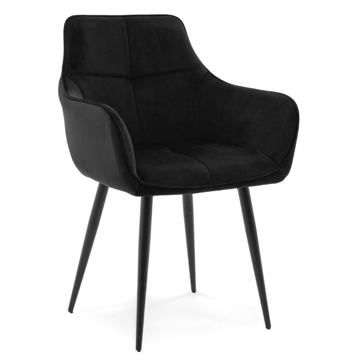 Krzesło QUATTRO w kolorze czarnym tapicerowane welurowe velvet aksamit do jadalni lub salonu  nr. 1