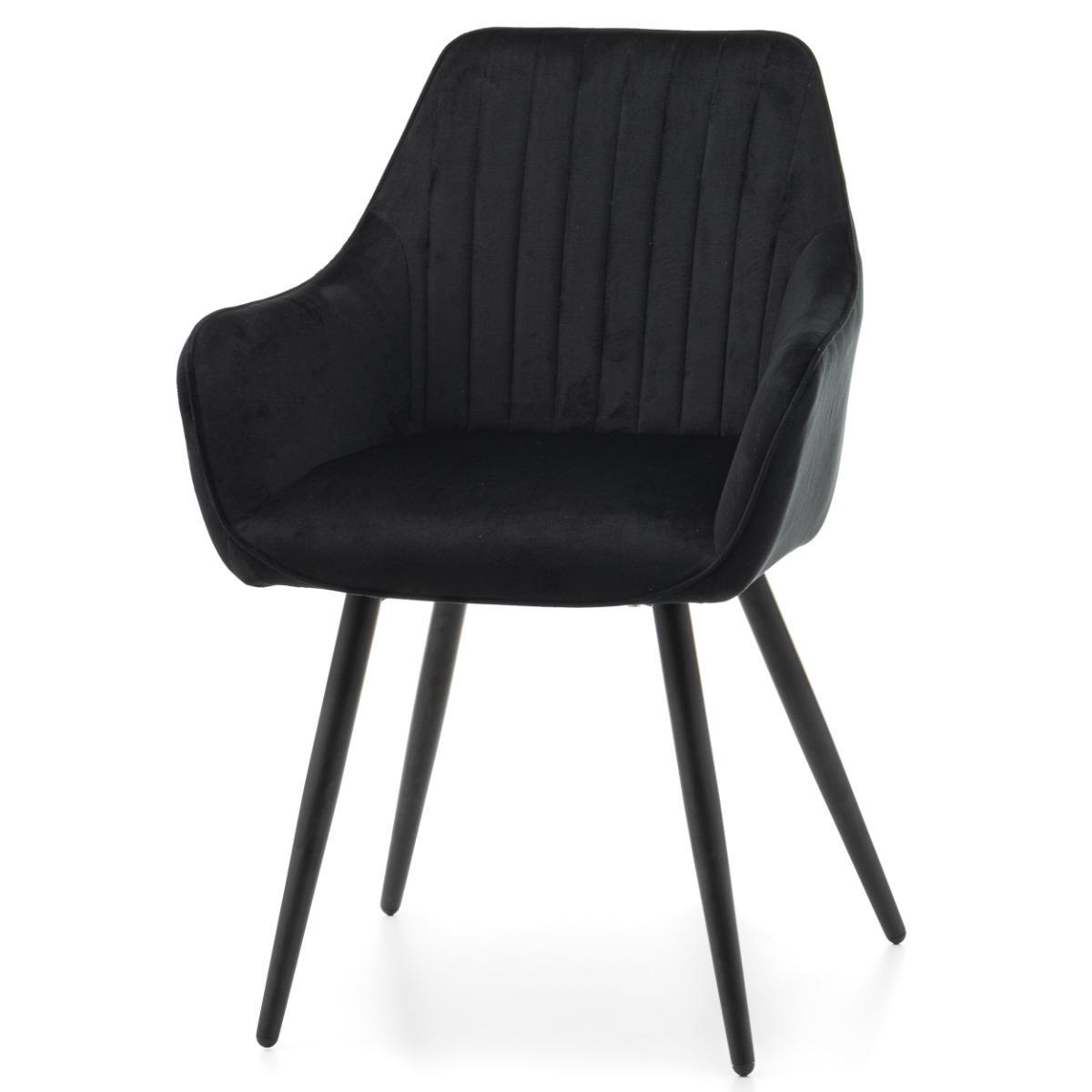 Krzesło PASSO czarne tapicerowane welurem pikowane do jadalni lub salonu  nr. 3