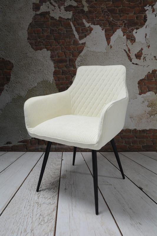 Fotel LIZBONA krzesło 57x84x59 cm do jadalni salonu sztruks biały nogi czarne nr. 9
