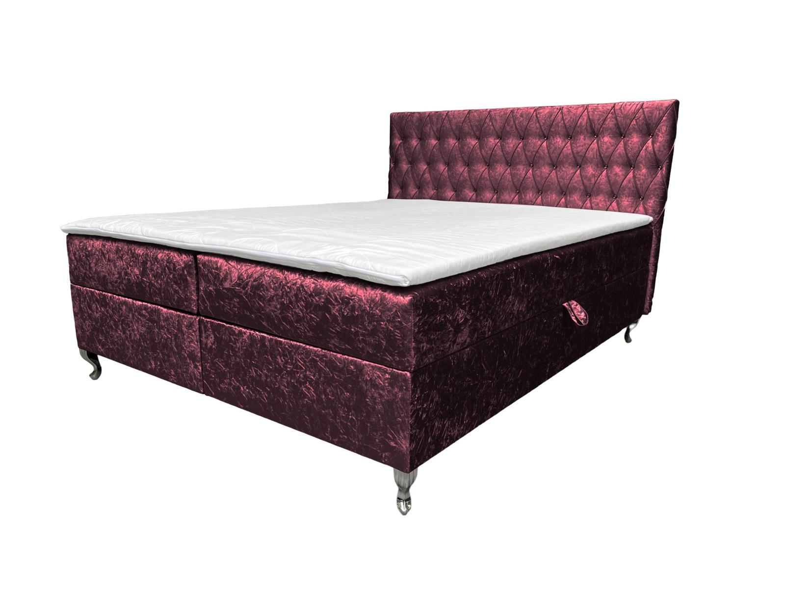 Łóżko GLACIO 140x200 cm z funkcją przechowywania i materacem sypialni ciemnoczerwone nr. 1