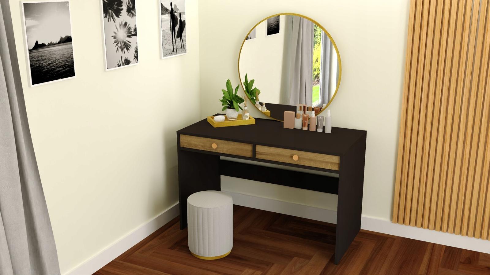 Toaletka biurko MONODIS 120x75x50 cm do sypialni czarna front drewno retro nr. 2