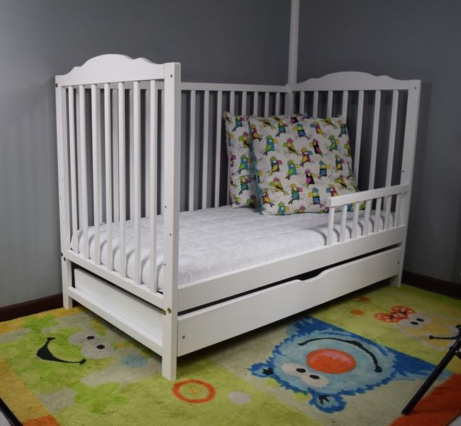 Łóżeczko dla niemowląt 120x60 cm białe wyjmowane 3 szczebelki do pokoju dziecka  6 Full Screen