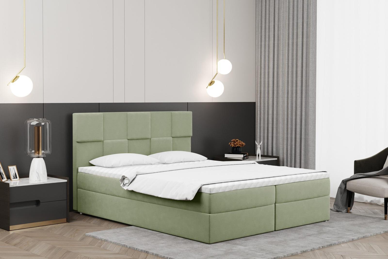 Łóżko CLARA 140x200 cm z funkcją przechowywania i materacem do sypialni  jasnozielone nr. 1