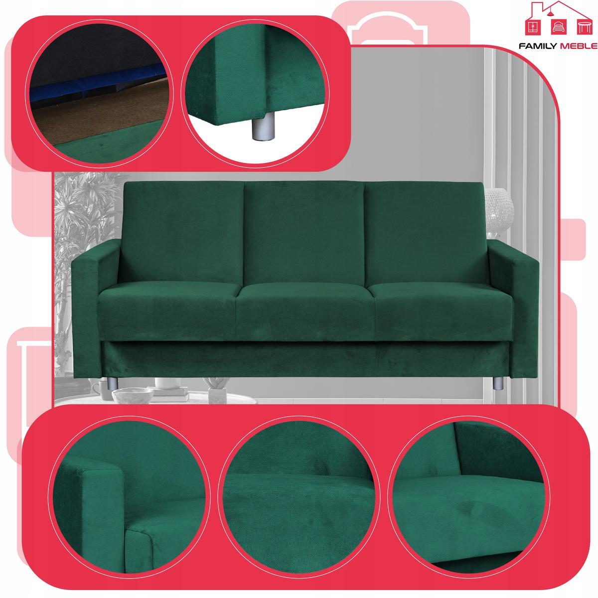 Zestaw wypoczynkowy kanapa fotele butelkowa zieleń nr. 4
