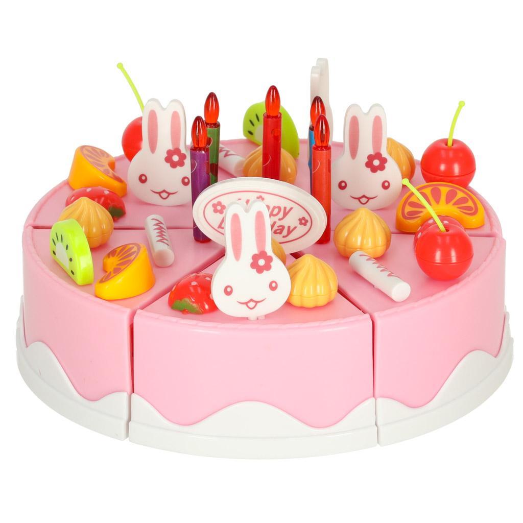 Tort urodzinowy do krojenia kuchnia zabawka dla dzieci 75 elementów różowy 21x10x28cm 6 Full Screen
