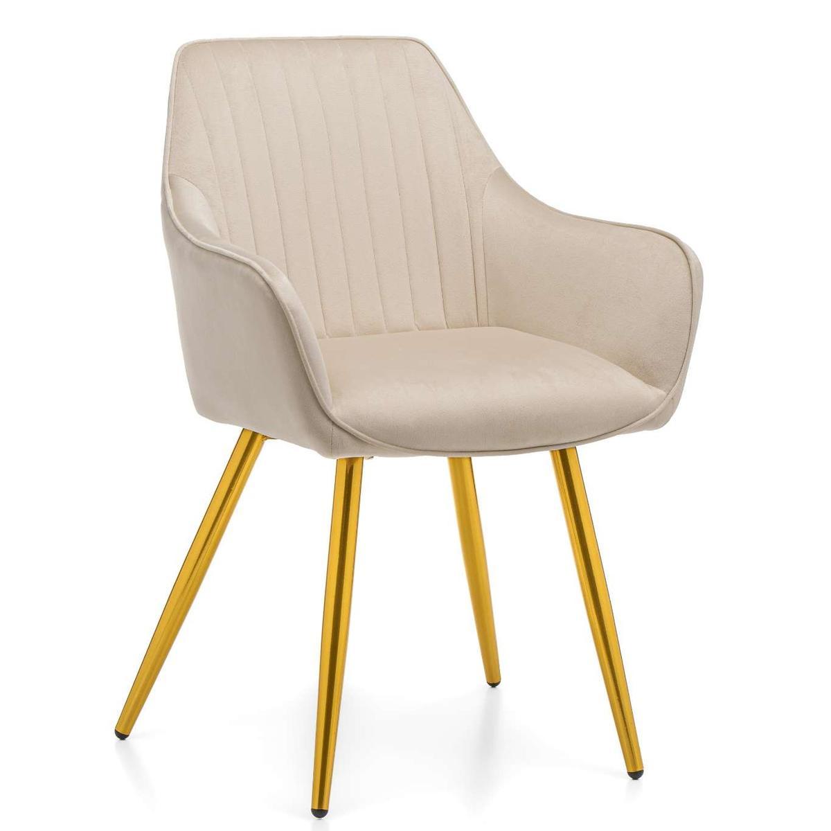 Krzesło PASSO beżowe tapicerowane welurem pikowane do jadalni lub salonu  nr. 1