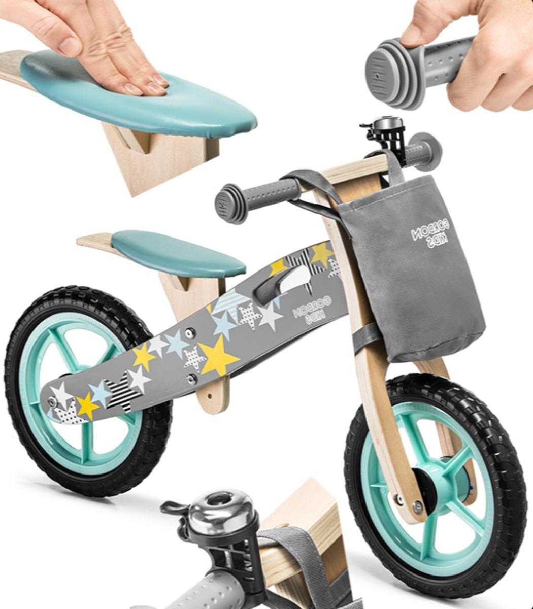 Rowerek biegowy 82 cm drewniany szaro różowy dla dziecka  0 Full Screen