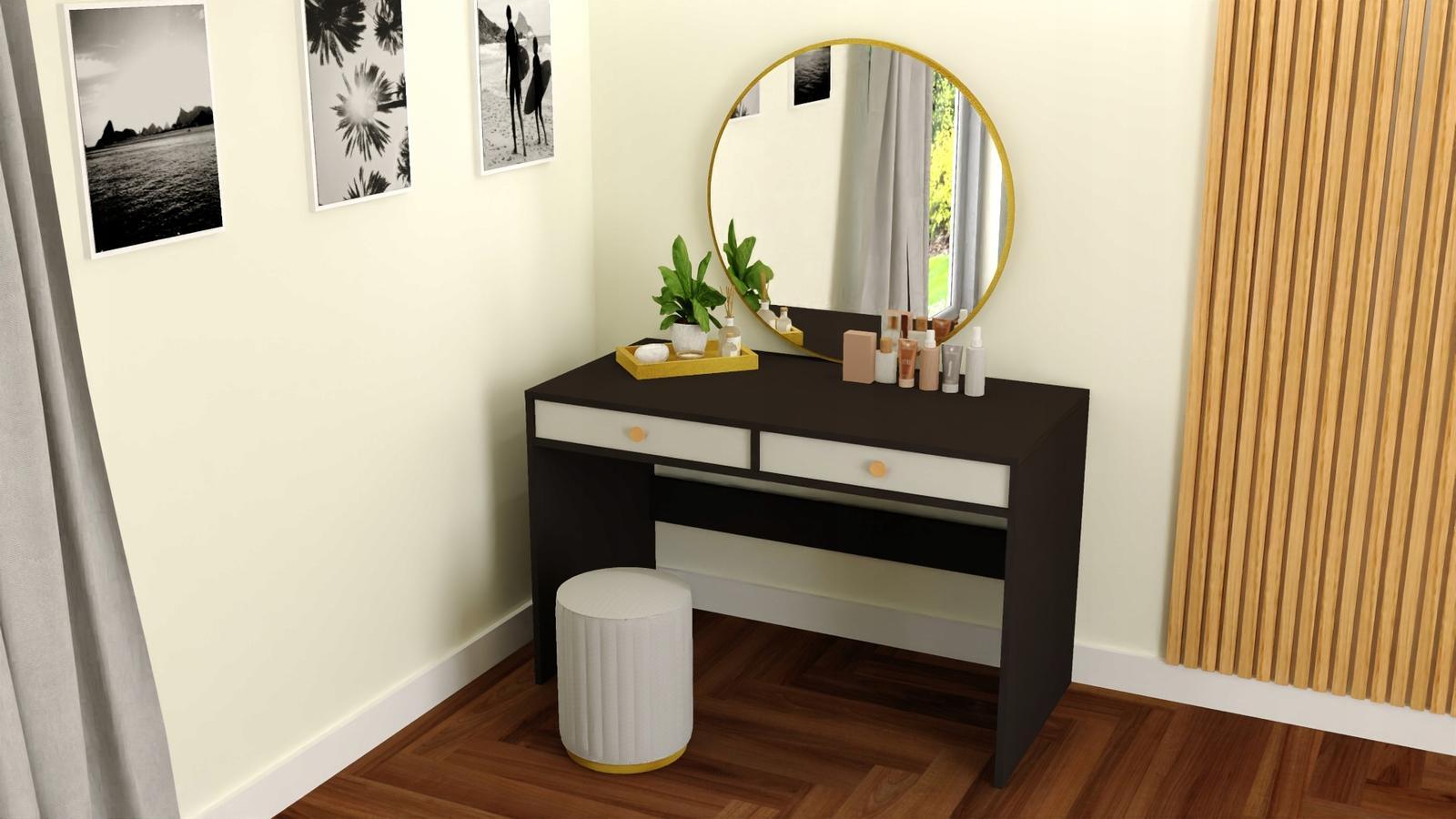 Toaletka biurko MONODIS 120x75x60 cm do sypialni czarna front biały nr. 2