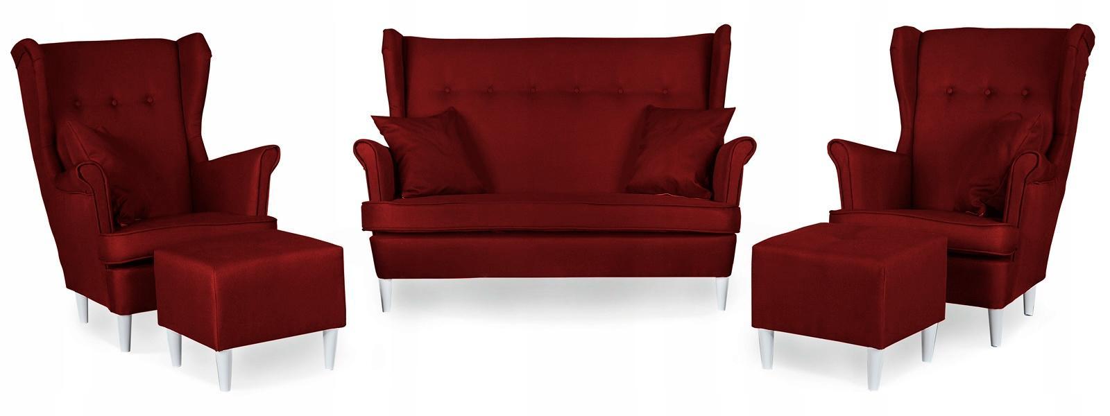 Zestaw wypoczynkowy mebli ARI 149x104x92 cm uszak sofa fotele pufy do salonu Sawana czerwone wino 0 Full Screen