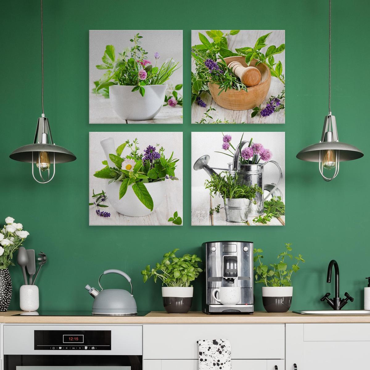 Obrazy Do Kuchni SET Świeże ZIOŁA Przyprawy Rośliny Natura Kwiaty 60x60cm nr. 4