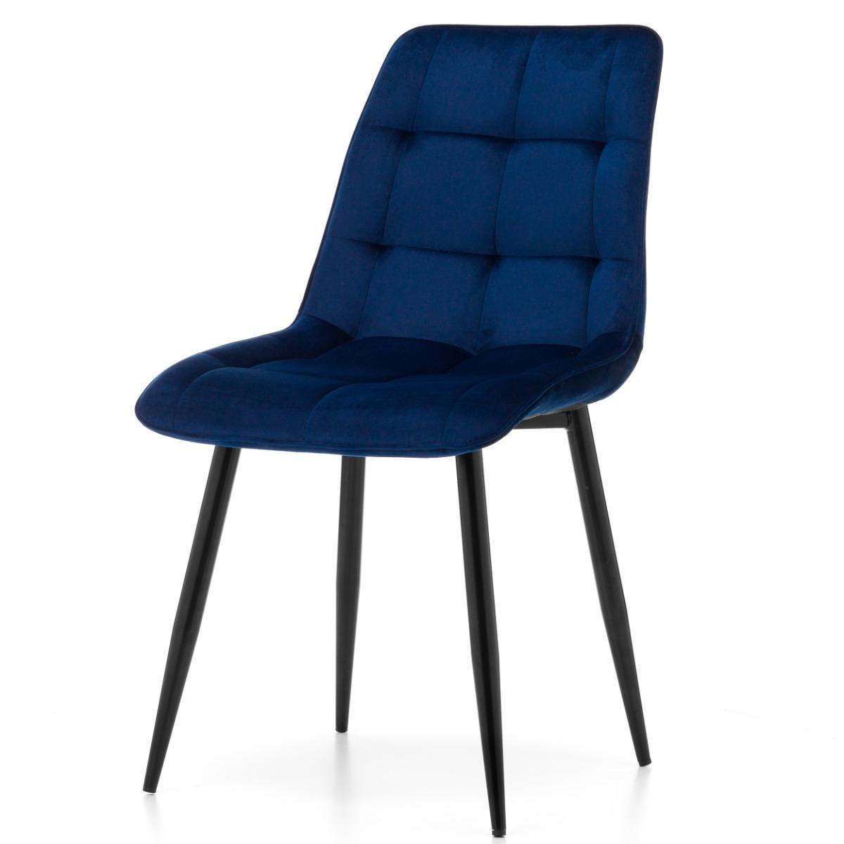 Krzesło CHIC granatowe tapicerowane welurowe aksamit do jadalni lub salonu  3 Full Screen