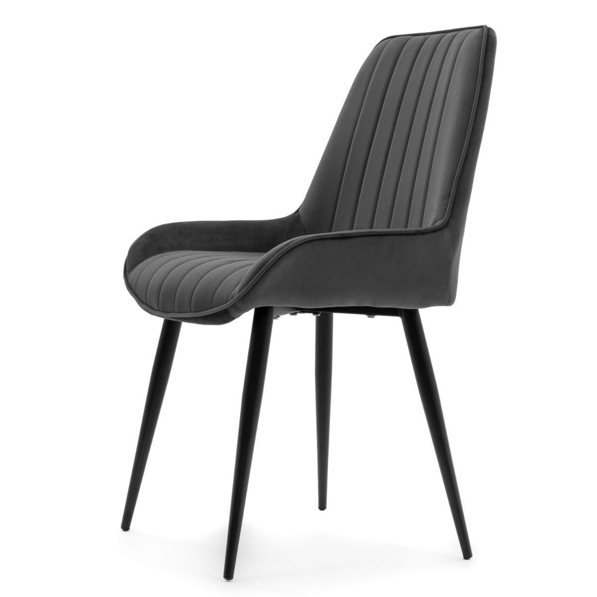 Krzesło LUCA szare tapicerowane welurem czarne nóżki do jadalni lub salonu 4 Full Screen