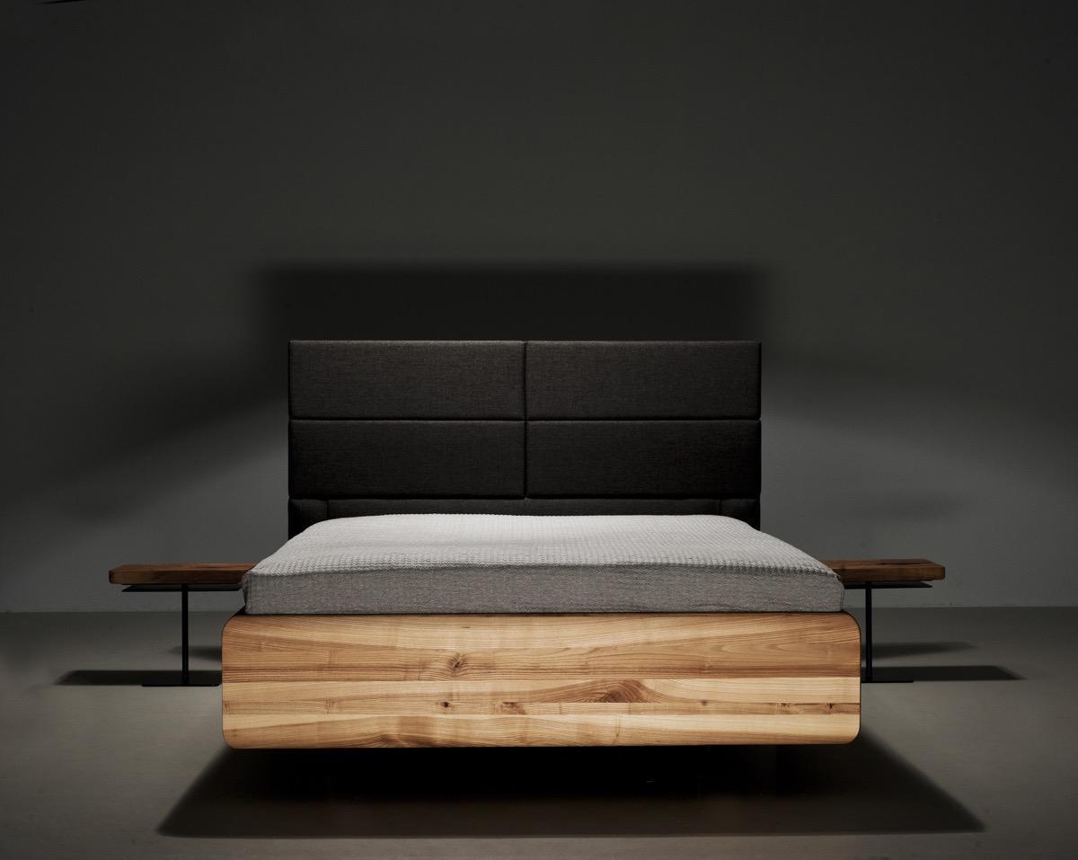 Łóżko BOXSPRING 160x200 elegancka modna rama z litego drewna olchowego z tapicerowanym zagłówkiem nr. 1