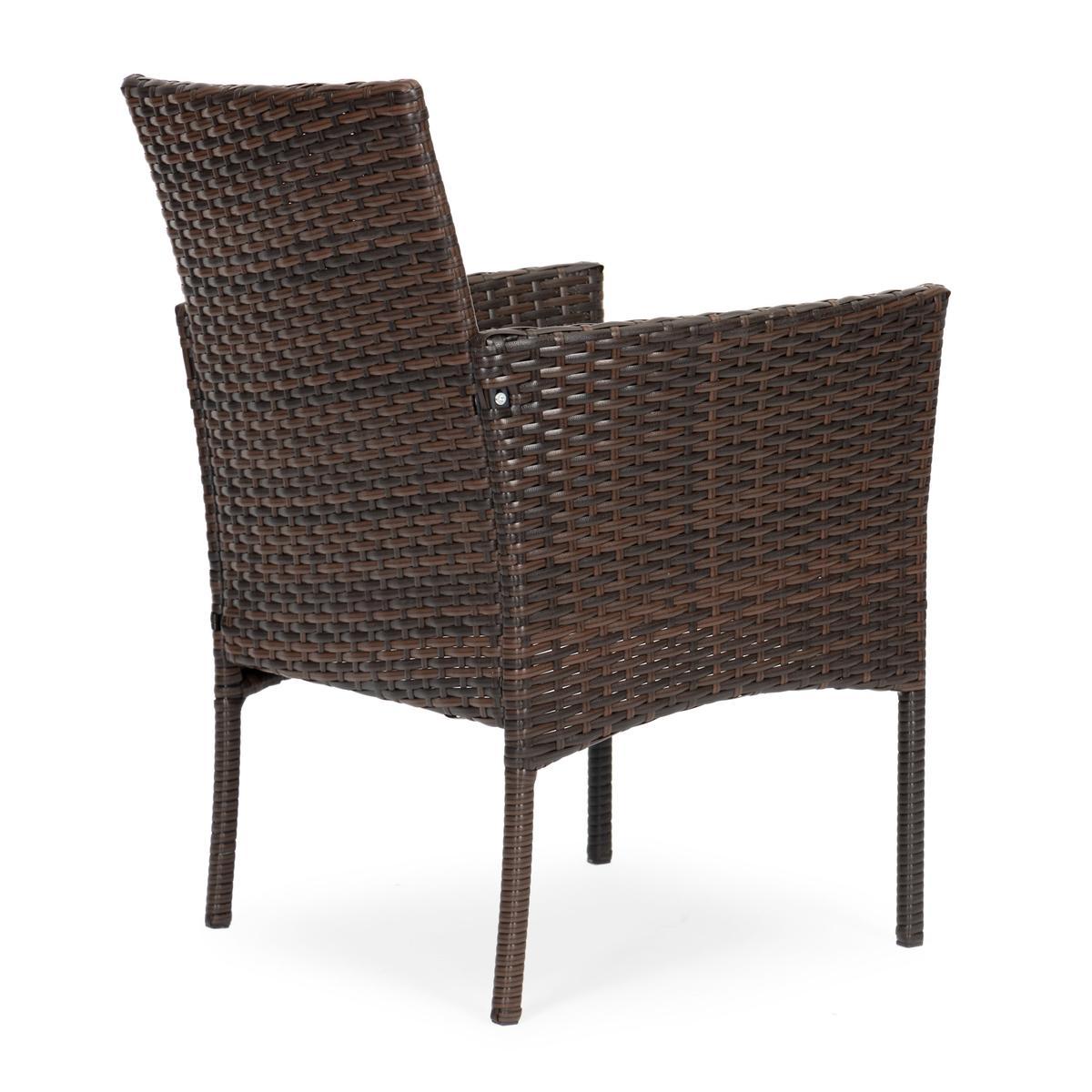Komplet mebli ogrodowych z rattanu 4 krzesła i stolik ze szklanym blatem brązowy nr. 7