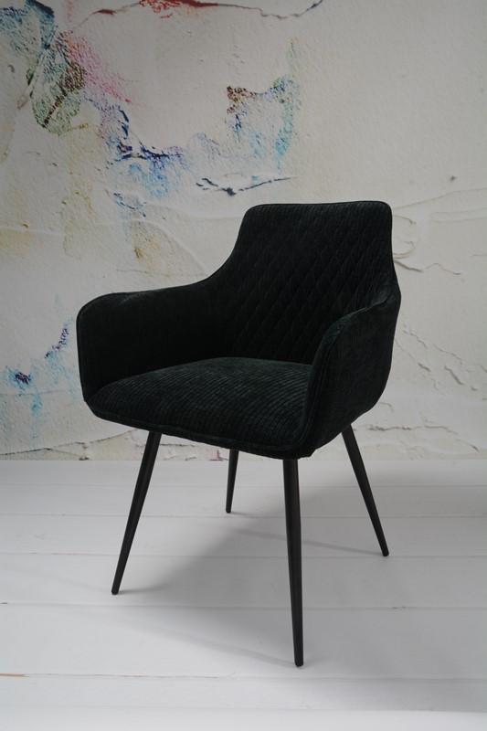 Fotel Lizbona krzesło 57,5x84,5x59 cm sztruks czarny metalowe nogi czarne do salonu nr. 8