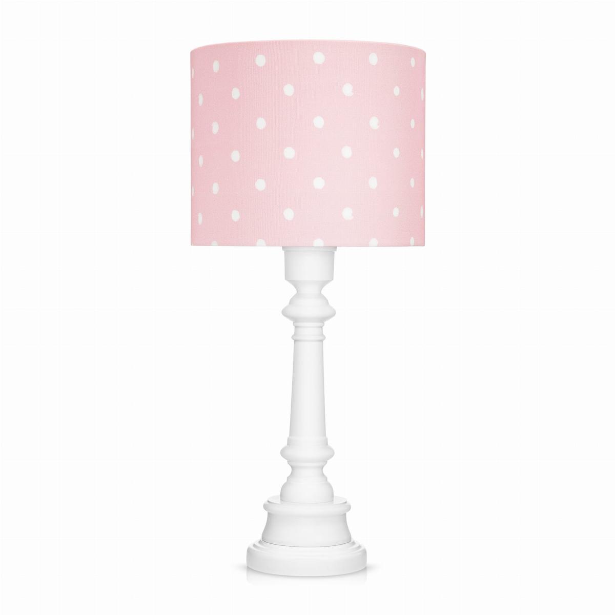 Lampa stołowa 25x25x55 cm różowa w kropki drewno białe 0 Full Screen