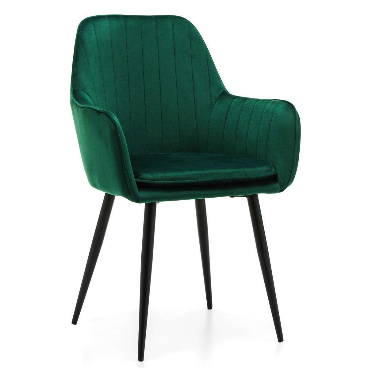Krzesło EMILIA zielone welurowe pikowane tapicerowane z poduszką do jadalni lub salonu 0 Full Screen