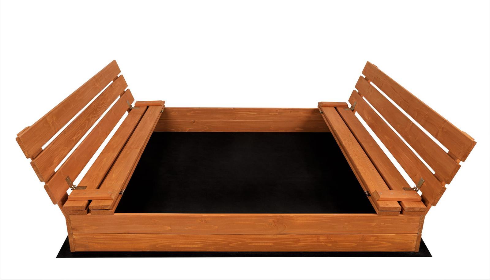 Piaskownica 150x20x150 cm z ławkami drewniana impregnowana do ogrodu dla dzieci 7 Full Screen