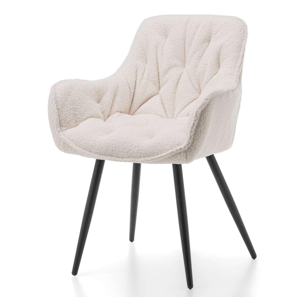 Krzesło TEDDY BUKLA jasnobeżowe tapicerowane pikowane tkaniną do salonu nr. 4