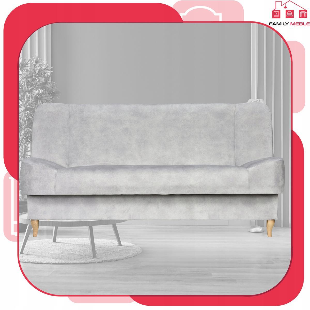 Wersalka SARA 200x95 cm jasnoszara rozkładana kanapa z pojemnikiem sofa do salonu Aura 1 Full Screen
