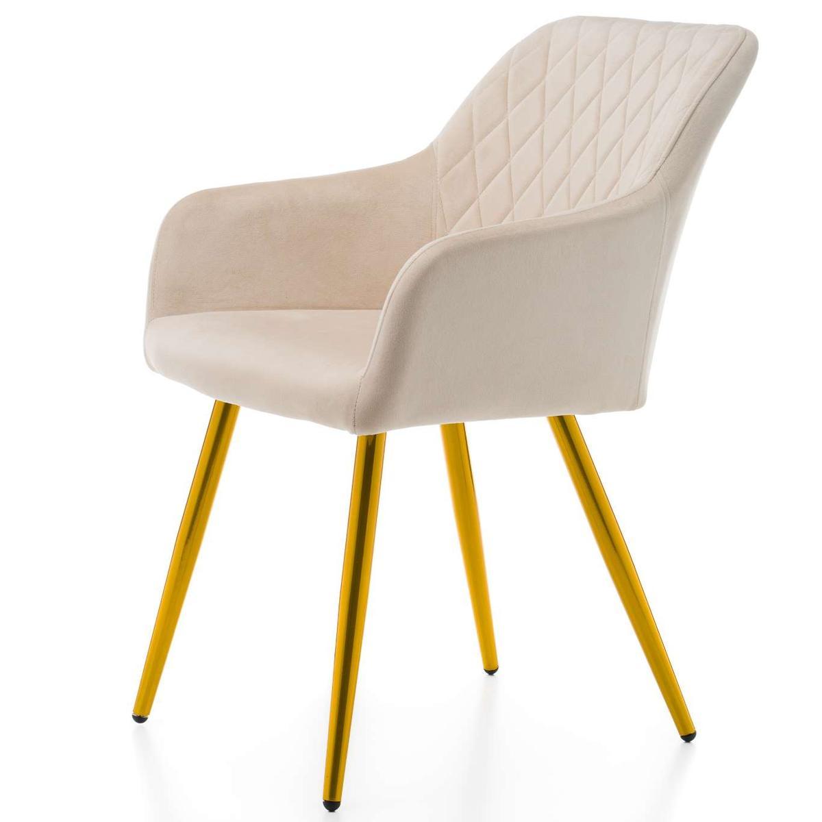 Krzesło TODI beżowe welurowe złote nóżki nowoczesne do jadalni lub salonu  nr. 5